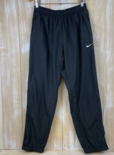 Vintage Nike Track Joggers Mens Pants Size L Black Pocket Ankle Zip Nylon