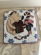 Vintage Pillow Throw Tapestry Disney Winnie The Pooh  Piglet Christmas 12 X 12  
