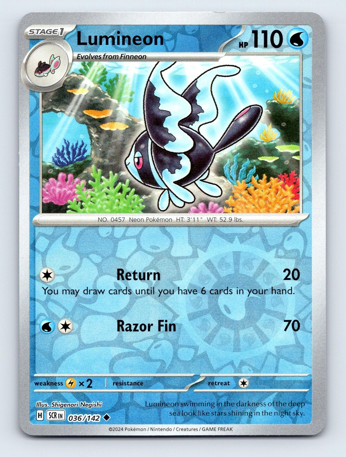 2024 Pokemon Stellar Crown 36/142 Lumineon Uncommon Reverse Holo