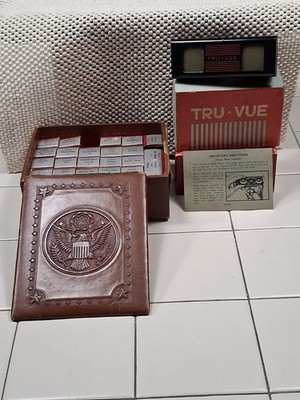 Vintage Tru-Vue Stereoscope Viewer with Box /28 Films with boxes in Library case