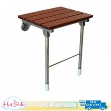 14.9"x12.2" Folding Shower Seat - Wall Mounted Solid Wood Fold Down Spa Bench