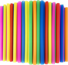 Assorted Bright Colors Jumbo Plastic Smoothie Straws, Colorful