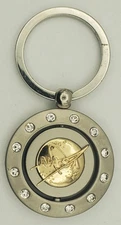 NASA Logo in Gold and Silver Tone Metal Souvenir Spinner Keychain Keyring