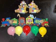 Vintage Nursery Clown Set Wall mounted By Burwood Made In USA 1991