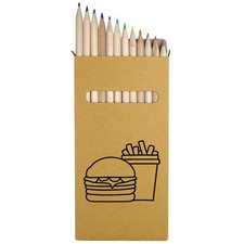12 x 'Burger and Chips' Long 178mm Coloured Pencils / Pencil Set PE00062389