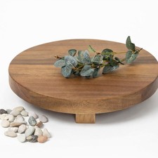 wood pedestal stand | 10" wide and 2" high round riser board | acacia wood pe...