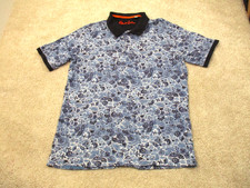 Robert Graham Floral Classic Fit Short Sleeve Polo Shirt Mens Large Blue