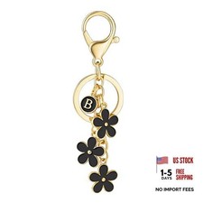 Initial Keychain White/Pink/Black Cute Keychain Girl Purse Charms for Black-b