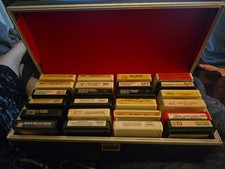 Lot Of 24 Individual 8 Track Cassette Music Tapes And Carrying Case Storage Box