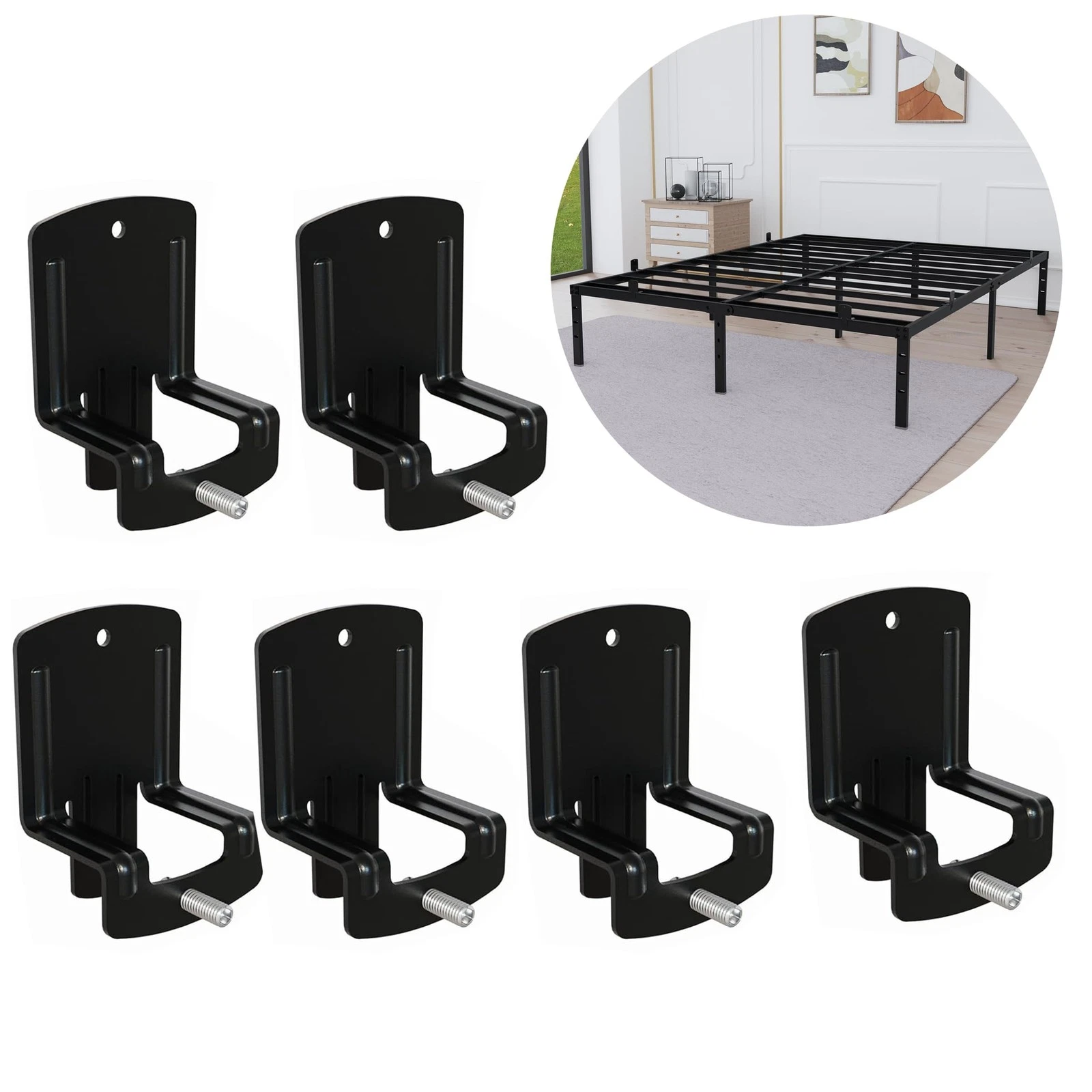 BetLife Anti-Slip Mattress Gasket - 6 Pcs Metal 6 PCS Anti-slip Gasket, Black