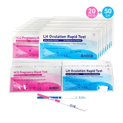 ANBIO 50 Ovulation test 25 miu/ml (LH) + 20 Early pregnancy test Strip 10 miu/ml (HCG)