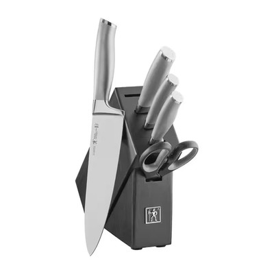 Modernist 6-Piece Stainless Steel German Studio Knife Block Set