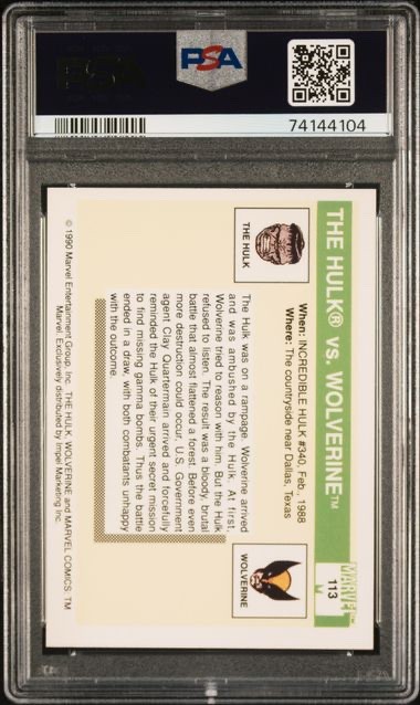 1990 MARVEL UNIVERSE #113 THE HULK VS WOLVERINE 💎PSA 10💎 view 2