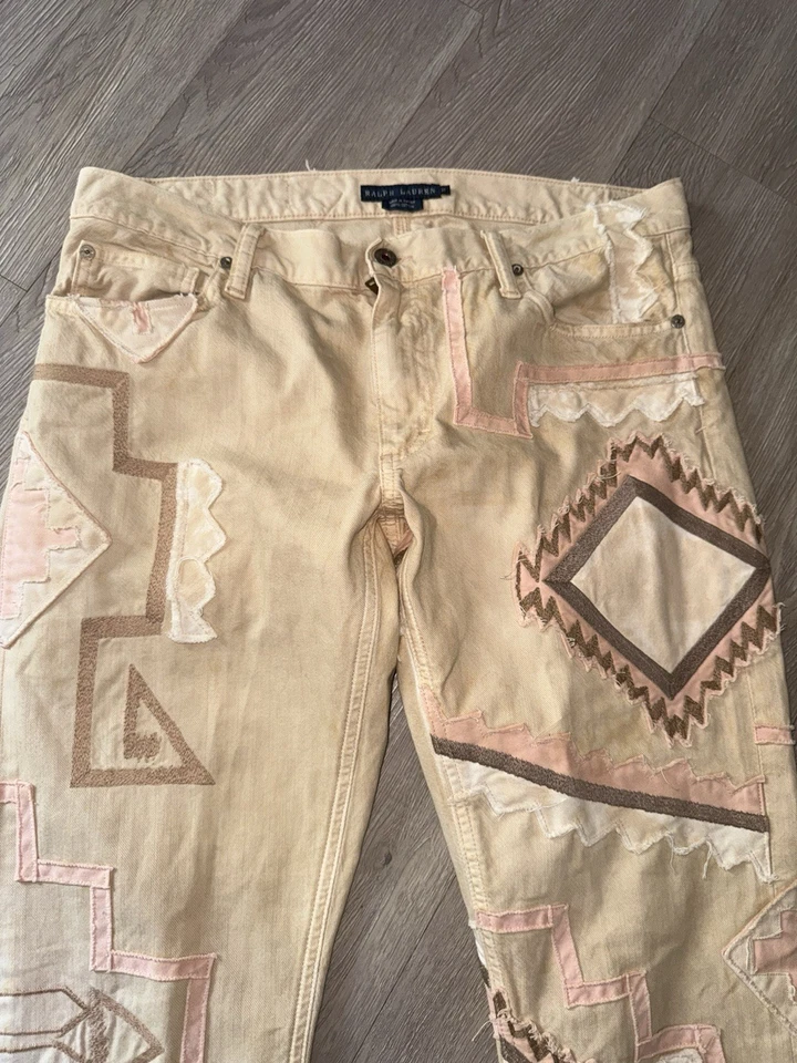 Pantalones de mezclilla Ralph Lauren 31 Villa Americana con retazos BEIge $798 Foto 3 de 4