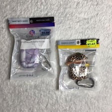 Apple AirPod Cases Lot Of 2 Cracked Purple Slate And Leopard Print Sealed