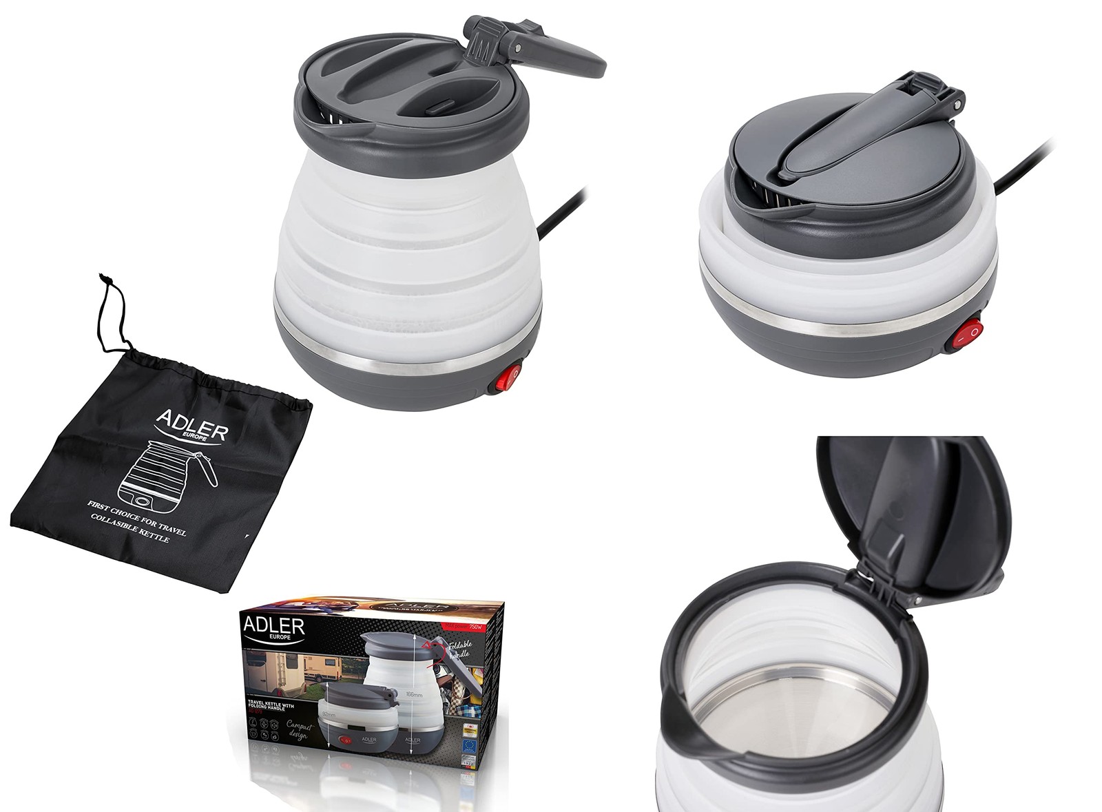 Bollitore Elettrico Pieghevole da Campeggio e Trekking: 0.6L Pro