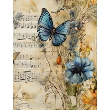 Floral Music #5 | A4 Mulberry Rice Paper | Paper for Decoupage