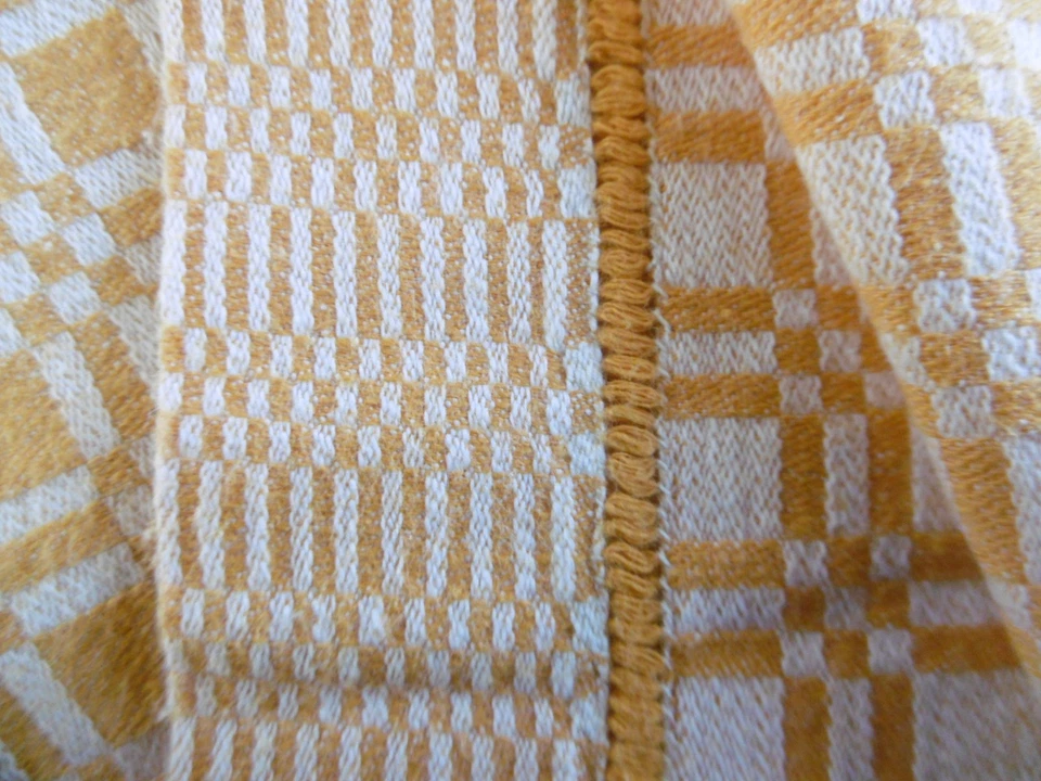 Nappe bistrot 1940 damas damier orange blanc chiffré O.T. - Photo 3/4