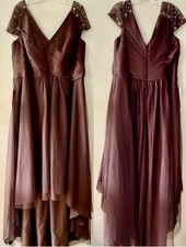 JJS HOUSE MOTHER of BRIDE/GROOM FORMAL CHOCOLATE HIGH LOW HEM DRESS SIZE 20W NWT