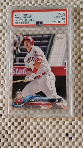 2018 Topps Mike Trout #300 White Jersey PSA 10 Los Angeles Angels Baseball Card