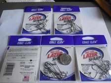 Lot Of 5 PACKS EAGLE CLAW ROATING LIGHT WIRE Hooks. Size 2. 50 Total Hooks