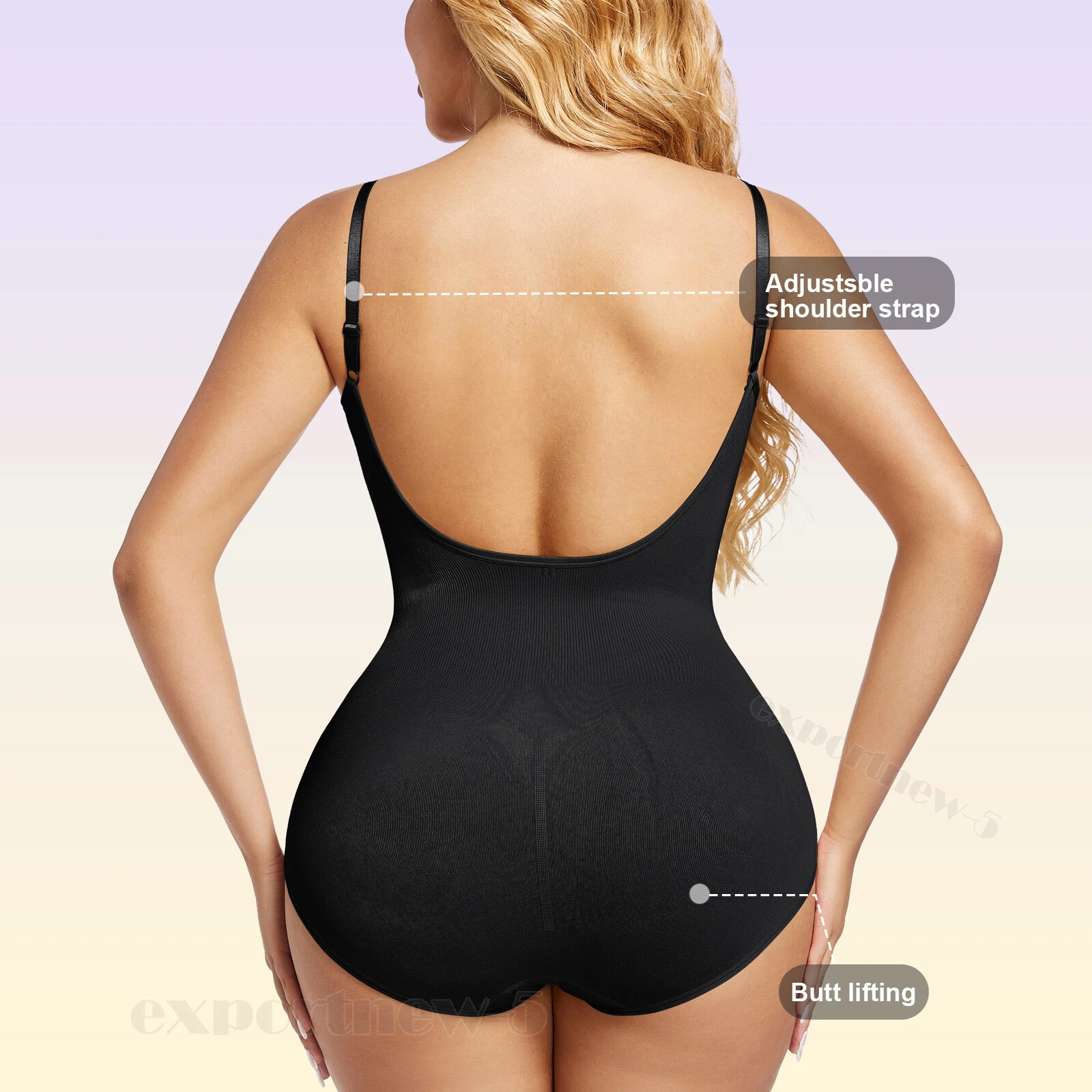 Women's Low Back Bodysuit Tummy Control Seamless Backless Body Shaper Briefs Top