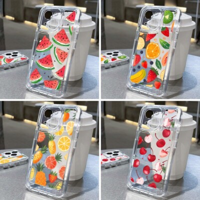 Case For iPhone 16 15 Pro Max 14 13 12 11 Fruit Clear Silicone Shockproof Cover