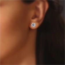 1.09Ct Lab Grown Round Cut D/VVS Diamond Stud Earrings in 9K White Gold