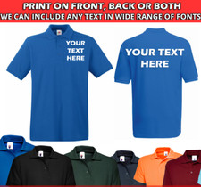 Personalised TEXT PRINTING  POLO SHIRT Mens Workwear Sport Team Uniform Party