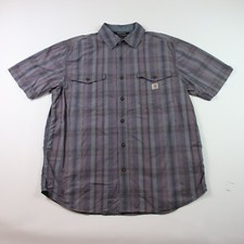 Carhartt Rugged Flex Shirt Mens Large Relaxed Fit Short Sleeve Button Up Plaid