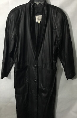 John Weitz Size M Black Long Leather Jacket | eBay display picture 2