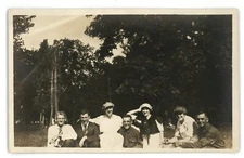 RPPC Guys and Girls Smiling at a Park Real Photo Postcard