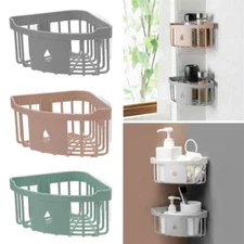 Kitchen Free Hole Shelf Bathroom Bathtub Wall Mounted Storage Rack Organizer Acc