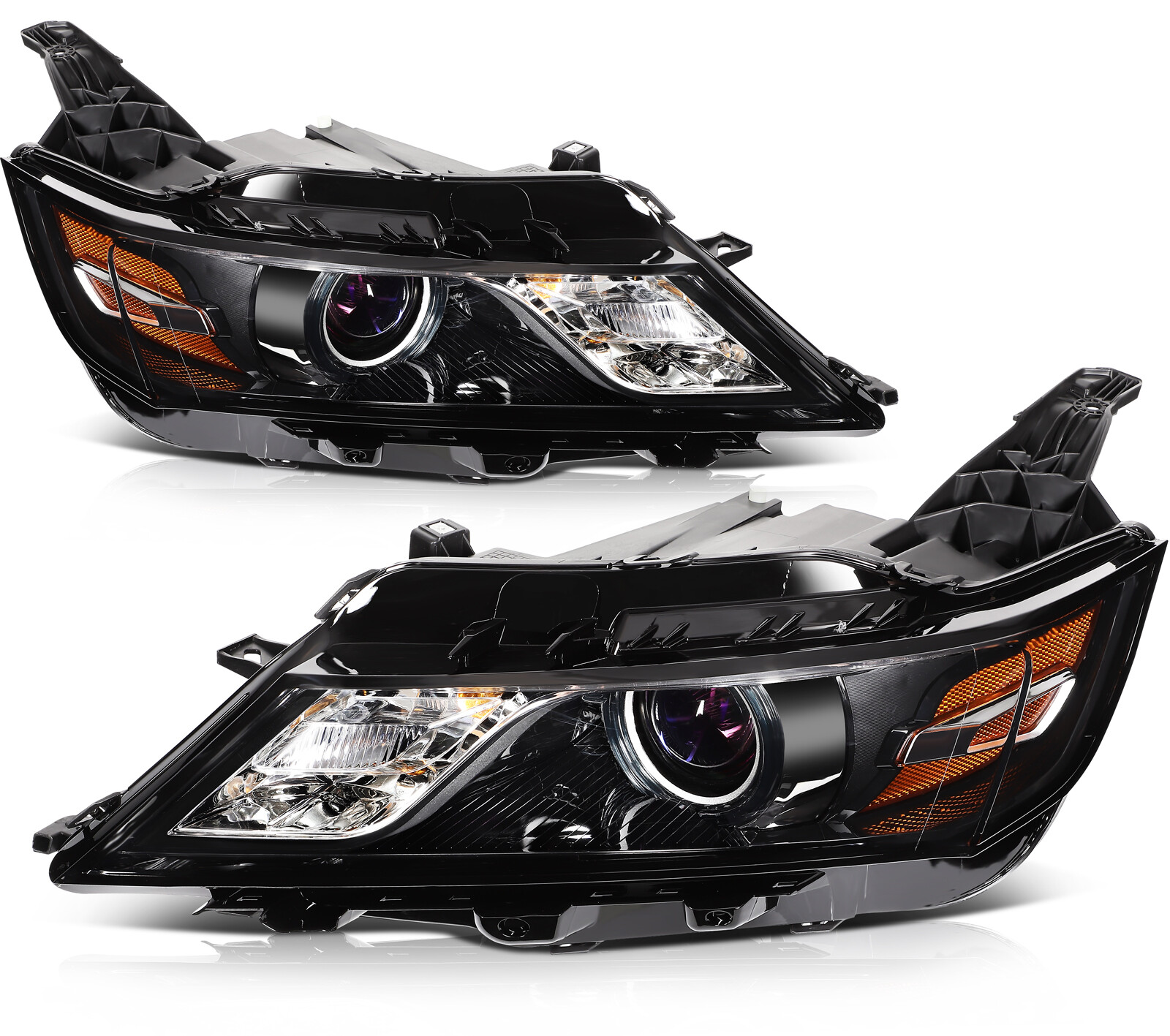 For 2014-2020 Chevy Impala Clear Lens Black Housing Headlights Assembly Pair