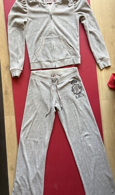 Juicy Couture Tracksuit Set Small/Petite Rhinestones Hoodie Wide