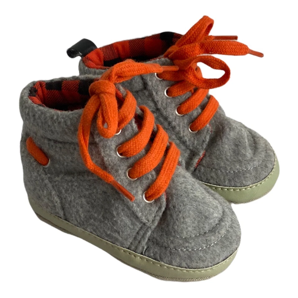 Fila Infantil Bebé Niños 0-6 Meses Fila Cuna Zapatos Gris Naranja Cuadros Foto 2 de 4