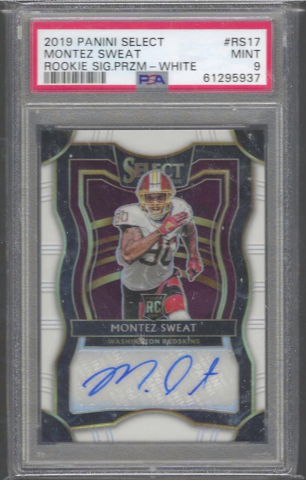 Montez Sweat Panini Select Rookie Signature Prizm #RS17 White