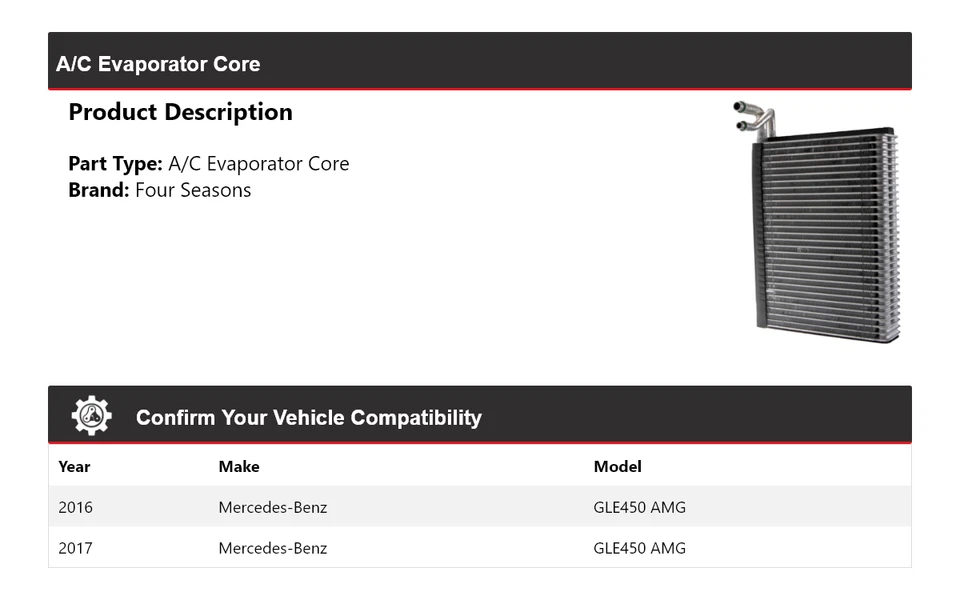 For 2016-2017 Mercedes-Benz GLE450 AMG A/C Evaporator Core 4 Seasons - Image 2 of 4