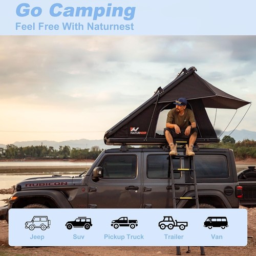 Naturnest Hardshell Roof Top Tent Polaris plus Car Camping Tent w/ Luggage Bars - Picture 3 of 12