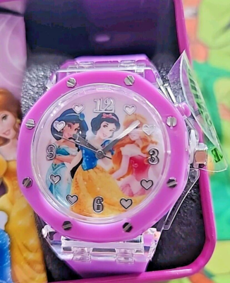 New Disney Princess Purple Strap Accutime Watch Aurora, Jasmine
