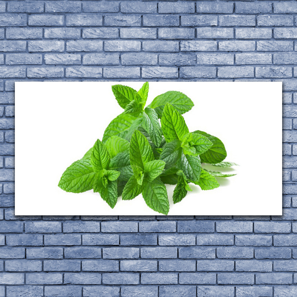 Impression sur verre floral menthe 140x70 art mural haut de gamme
