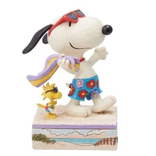Jim Shore Beach Buddies - Snoopy & Woodstock at Beach 6014338 Peanuts 2024 NEW