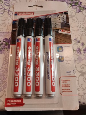 4 x Edding 3300 permanent Marker nachfüllbar Keilspitze schwarz 