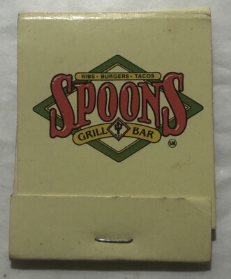 Spoons Grill & Bar, Huston, Texas. Matchbook (Missing Matches) (D1)