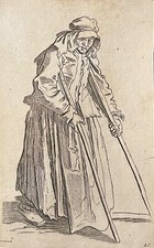 Jacques Callot (1592-1635) Meaume les Gueux (16) la mendiante aux béquilles
