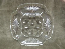 1960's Anchor Hocking Glass Early American Prescut Relish Deviled Egg Tray Plate