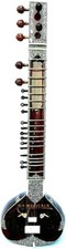 Sitar Flower Design handgefertigtes Tun Holz natürliches Finish mit Dual Pick...