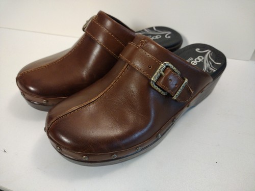 Abeo B.I.O Fay Womens Size 6.5 Narrow Leather Clog Mule Buckle Brown Slip Resist - 第 1/7 張圖片