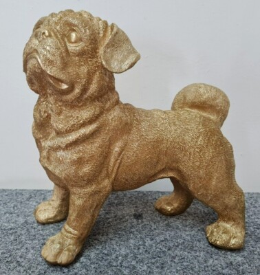 Mops gold 28 cm Kraft Hundefreund Geschenk must have Loft Chalet Luxus WOW