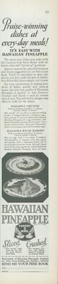 1928 Hawaiian Pineapple Recipes Fritters Welsh Rabbit Plate Vintage Print Ad PR3